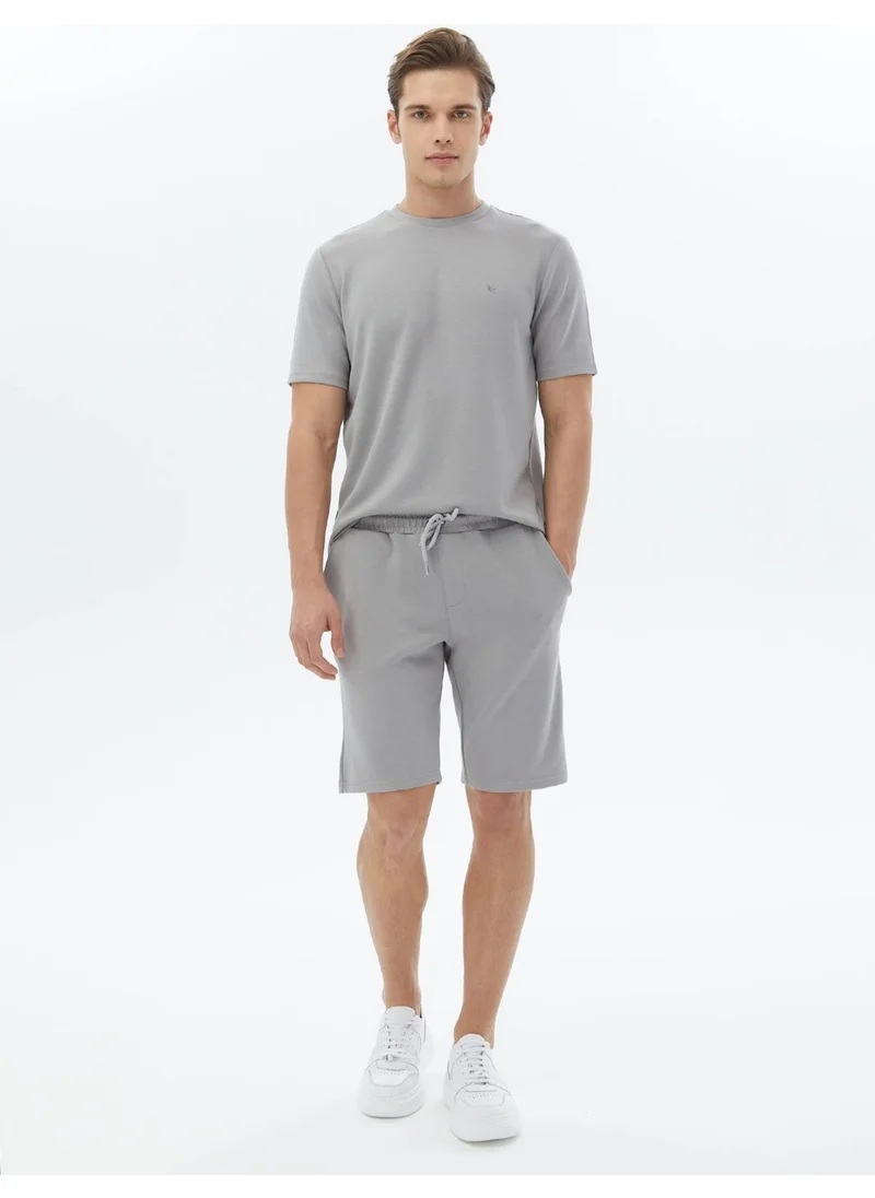 Kip Gray Plain Knitted Jogging Fit Casual Bermuda