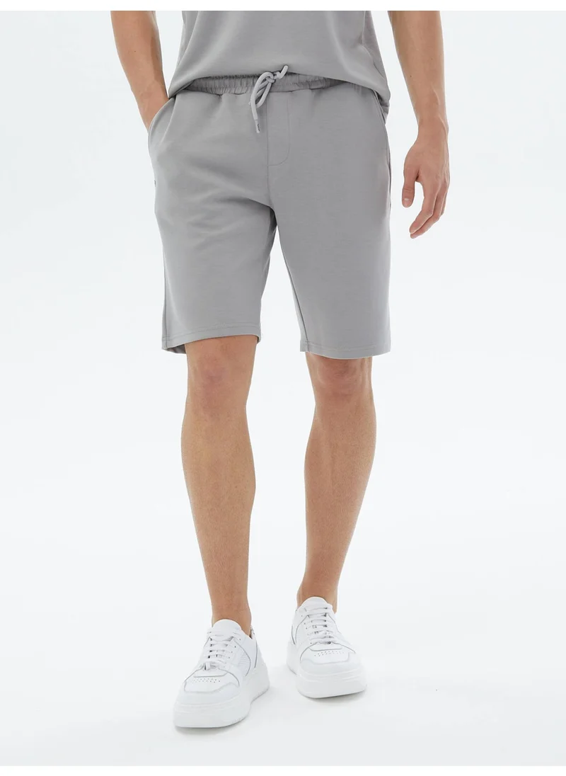 Kip Gray Plain Knitted Jogging Fit Casual Bermuda