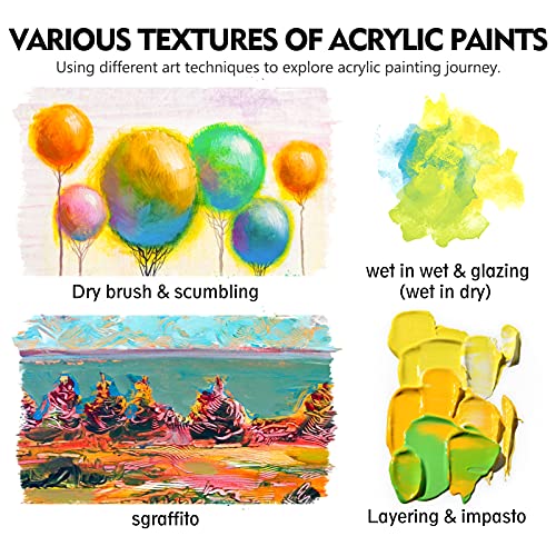 Magicfly Acrylic Paint 12 Colours/473ml, Large Bottles Acrylic Paint Set Rich Pigment Colours for Artists, Beginners, Amateurs on Glass, Stone, Canvas, Wood, Craft - Image 5