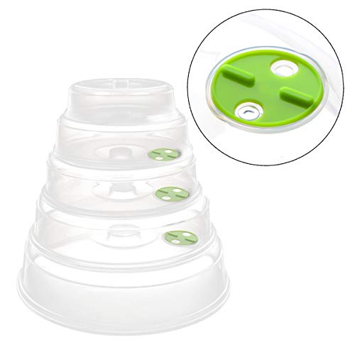 TENINYU Set of 5 Microwave Plate Covers with Adjustable Steam Vents; Microwave Splatter Covers - Mixed Sizes for Large & Small Food Plates Bowls - Image 3