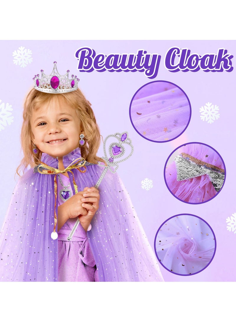 Cloak Set 6-Piece Girl Princess Crown Cloak, Suitable For Little Girls To Dress Up And Give Away To Girls - Image 2