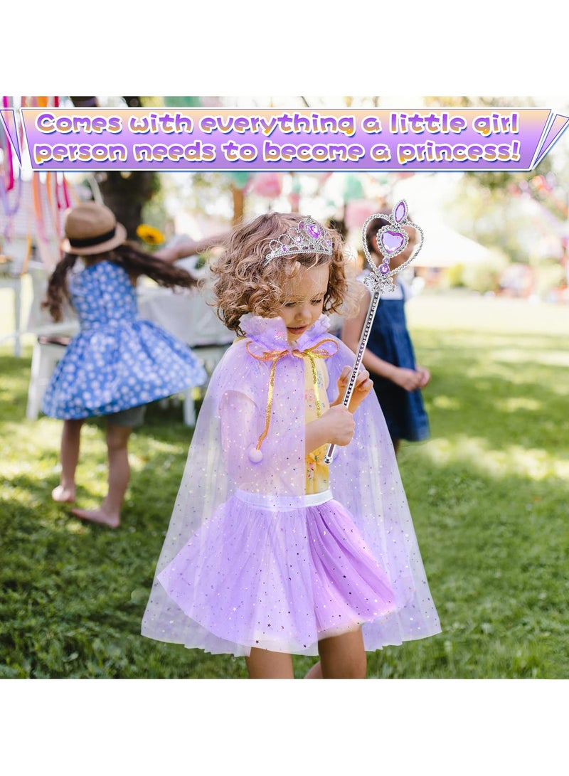Cloak Set 6-Piece Girl Princess Crown Cloak, Suitable For Little Girls To Dress Up And Give Away To Girls - Image 3