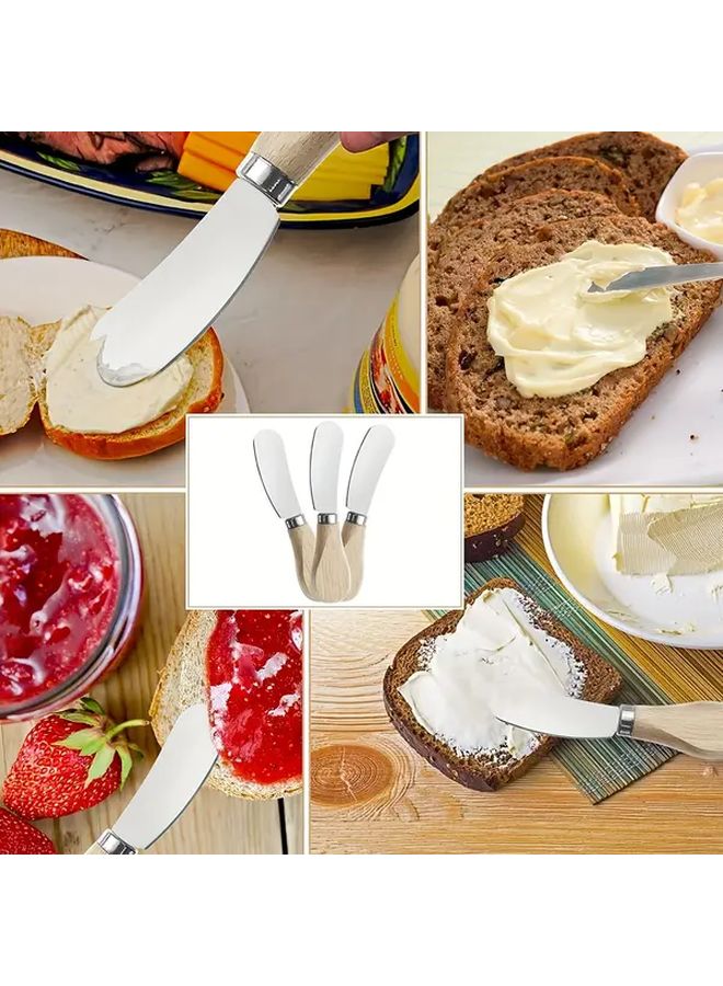 3pcs Stainless Steel Pizza Knives Set with Wooden Handles for Cheese Slicing - Image 4