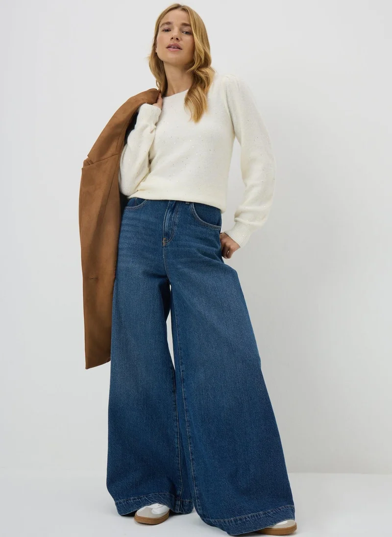 Matalan Cream Sequin Yarn Jumper