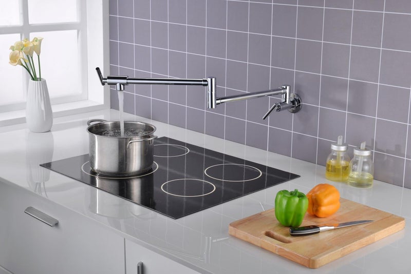 sumerain Pot Filler Faucet Wall Mounted Stove Pot Filler in Chrome Finish - Image 4