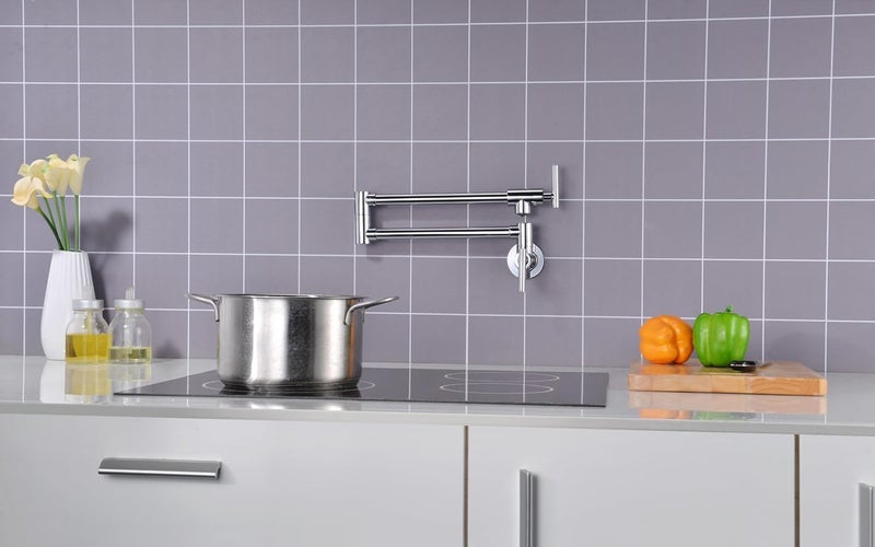 sumerain Pot Filler Faucet Wall Mounted Stove Pot Filler in Chrome Finish - Image 3