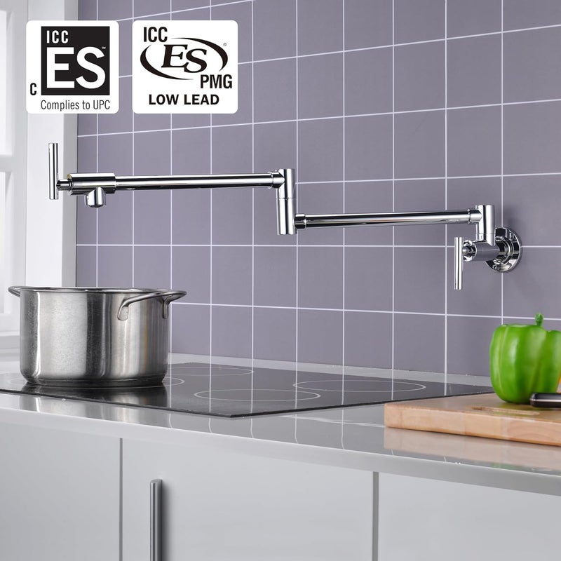 sumerain Pot Filler Faucet Wall Mounted Stove Pot Filler in Chrome Finish - Image 2