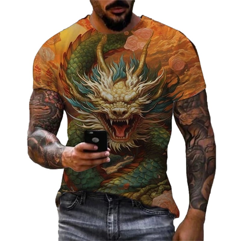 Men'S T-Shirt 3D Animal Printing Round Neck Short Sleeve T-Shirt - Image 1