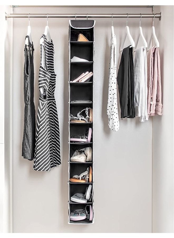 ZOBER - ZOBER 10-Shelf Hanging Shoe Organizer Hanging Closet Shoe Organizer with Side Mesh Pockets, Space Saving Shoe Holder & Storage, Closet Organizer Great for Shoes, Purses - Image 1