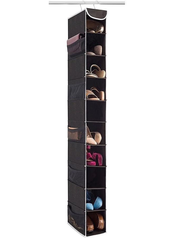 ZOBER - ZOBER 10-Shelf Hanging Shoe Organizer Hanging Closet Shoe Organizer with Side Mesh Pockets, Space Saving Shoe Holder & Storage, Closet Organizer Great for Shoes, Purses - Image 1