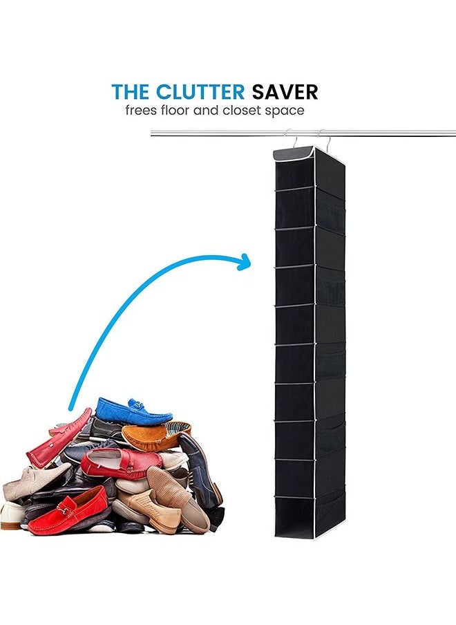 ZOBER - ZOBER 10-Shelf Hanging Shoe Organizer Hanging Closet Shoe Organizer with Side Mesh Pockets, Space Saving Shoe Holder & Storage, Closet Organizer Great for Shoes, Purses - Image 1