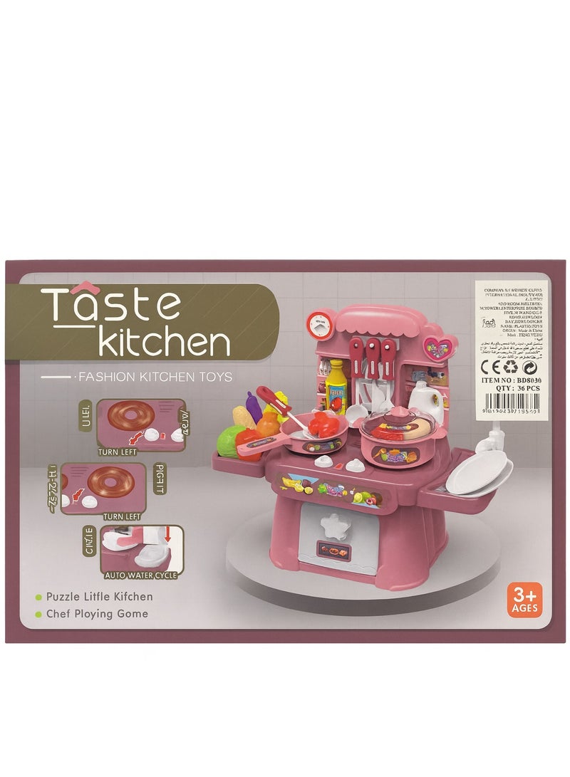 طقم مطبخ ألعاب للأطفال – بلعب ضوء وصوت (من سن ٣ سنوات) - Image 1