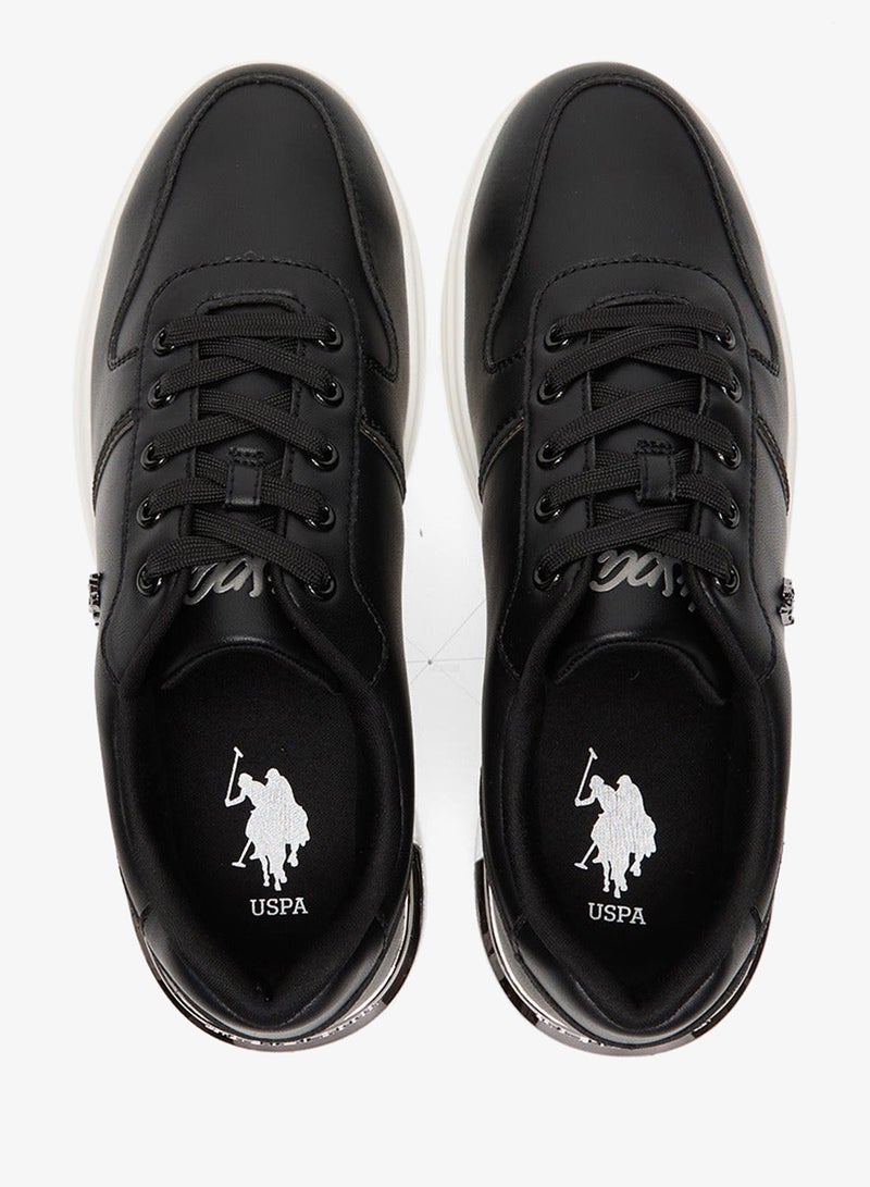 يو اس بولو اسن سنيكرز نسائي أسود بتصميم أنيق ونعل أبيض مريح للاستخدام اليومي - Image 5