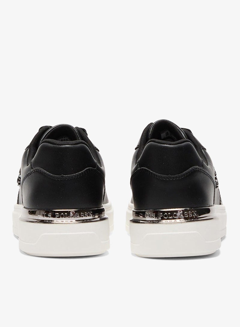 يو اس بولو اسن سنيكرز نسائي أسود بتصميم أنيق ونعل أبيض مريح للاستخدام اليومي - Image 4