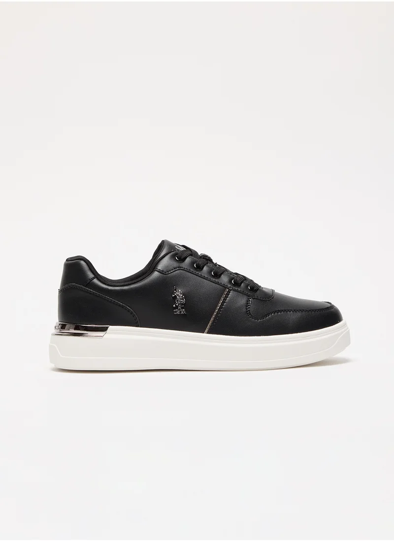 U.S. Polo Assn. Women's Black Low-Top Sneakers - Stylish Design with White Sole Accent and Cushioned Comfort for Everyday Wear