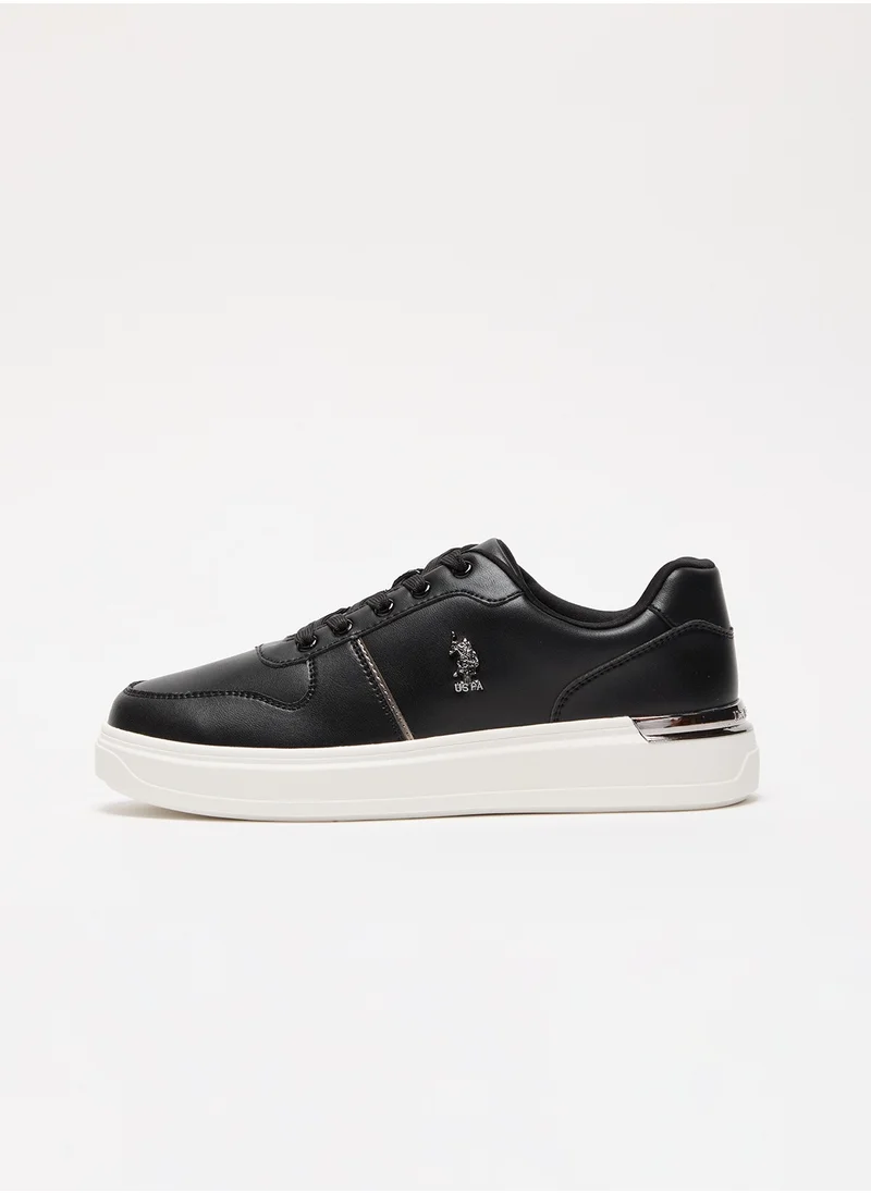 U.S. Polo Assn. Women's Black Low-Top Sneakers - Stylish Design with White Sole Accent and Cushioned Comfort for Everyday Wear