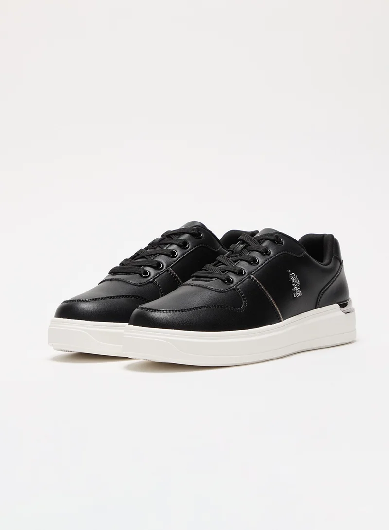 U.S. Polo Assn. Women's Black Low-Top Sneakers - Stylish Design with White Sole Accent and Cushioned Comfort for Everyday Wear