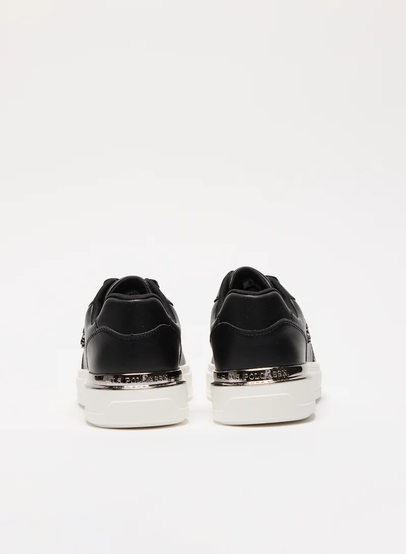 U.S. Polo Assn. Women's Black Low-Top Sneakers - Stylish Design with White Sole Accent and Cushioned Comfort for Everyday Wear