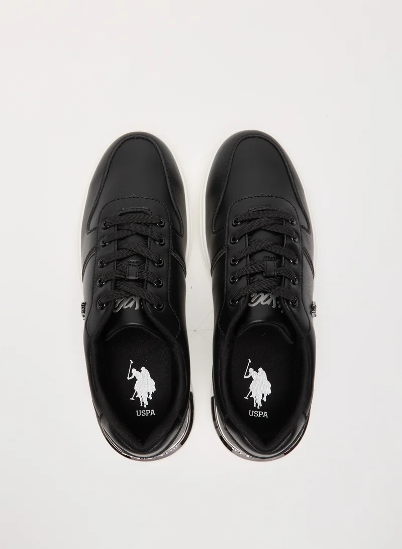 U.S. Polo Assn. Women's Black Low-Top Sneakers - Stylish Design with White Sole Accent and Cushioned Comfort for Everyday Wear