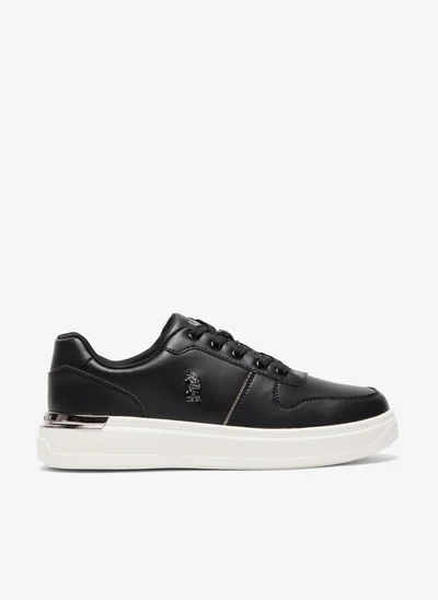 U.S. Polo Assn. Women's Black Low-Top Sneakers - Stylish Design with White Sole Accent Shoes and Cushioned Comfort for Everyday Wear