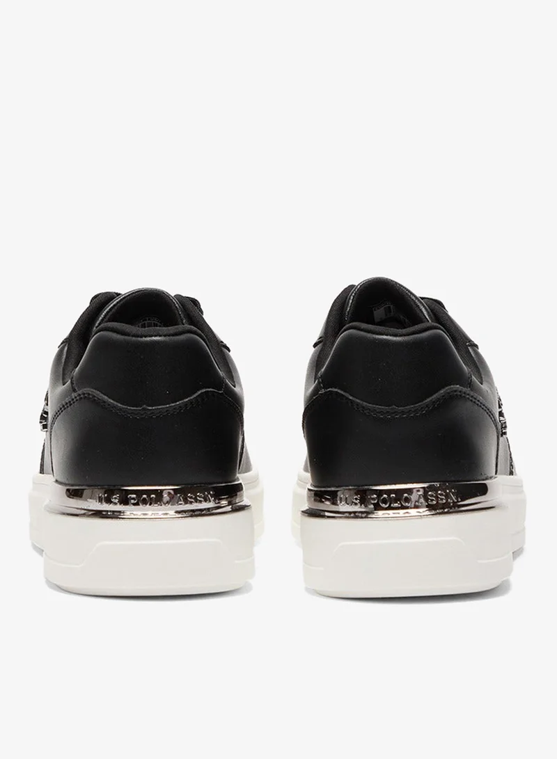 U.S. Polo Assn. Black Women's Black Low-Top Sneakers - Stylish Design with White Sole Accent Shoes and Cushioned Comfort for Everyday Wear for Women | Best Price UAE