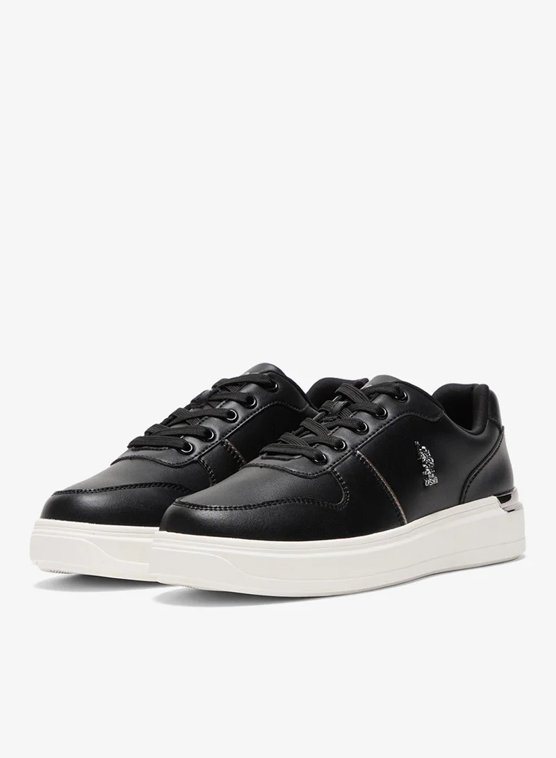 U.S. Polo Assn. Black Women's Black Low-Top Sneakers - Stylish Design with White Sole Accent Shoes and Cushioned Comfort for Everyday Wear for Women | Best Price UAE