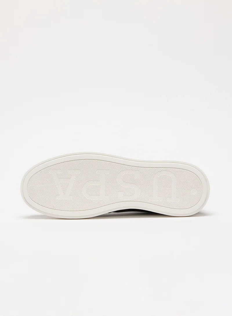 U.S. Polo Assn. Black Women's Black Low-Top Sneakers - Stylish Design with White Sole Accent Shoes and Cushioned Comfort for Everyday Wear for Women | Best Price UAE