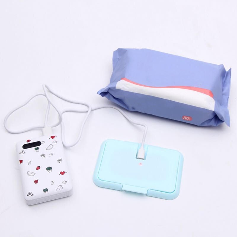 Baby Wipe Warmer Thermostat Temperature Double Layers Cover Portable USB Wet Wipe Heater Light Blue - Image 5