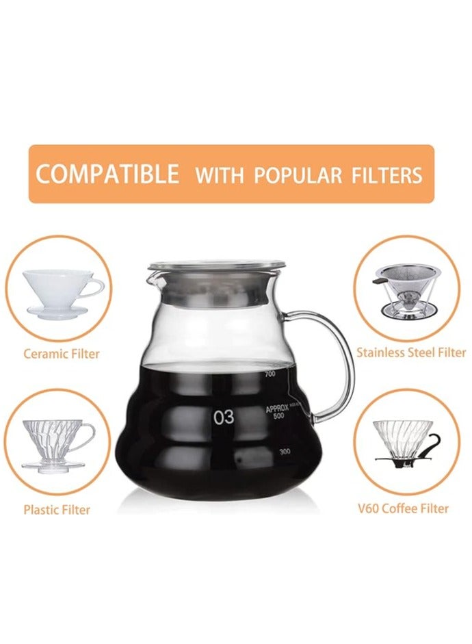 RANK V60 Coffee Server Maker Heat Resistant Glass Pot Pour Over Kettle Teapot Hand Drip Pour Over 800ml - Image 3
