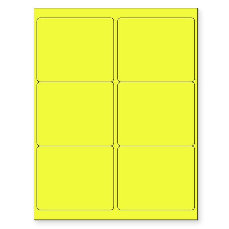 812 x 11 Neon Color High Light Fluorescent Labels for Laser Inkjet Printer Yellow Fluorescent 4 x 313 6 Per Page 600 Labels