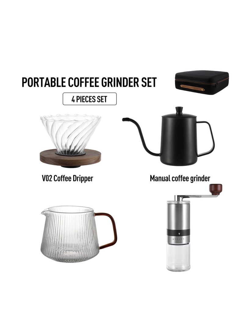Generic 4 in 1 coffee maker accessories tools server of coffee set travel bag manual grinder drip filter kettle pour over coffee maker set for festival gift supplies  - Image 1
