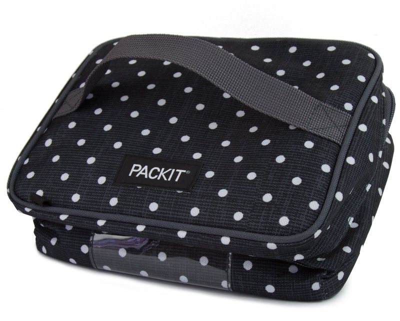 PACKIT حقيبة PackIt القابلة للتجميد لحفظ حليب الثدي والحليب الصناعي، نقاط بولكا، مصنوعة بتقنية EcoFreeze، قابلة للطي، قابلة لإعادة الاستخدام، إغلاق بسحاب ومقبض علوي، تتسع حتى أربعة زجاجات سعة 5 أونصات - Image 4