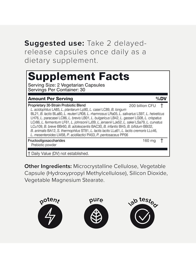 تونيق 200 مليار وحدة تشكيل مستعمرة مكمل بروبيوتيك 30 سلالة تم اختبارها من قبل طرف ثالث - تركيبة بروبيوتيك مستقرة تمامًا على الرفوف مع مزيج البريبايوتك - كبسولات ممتدة الإصدار - Image 2