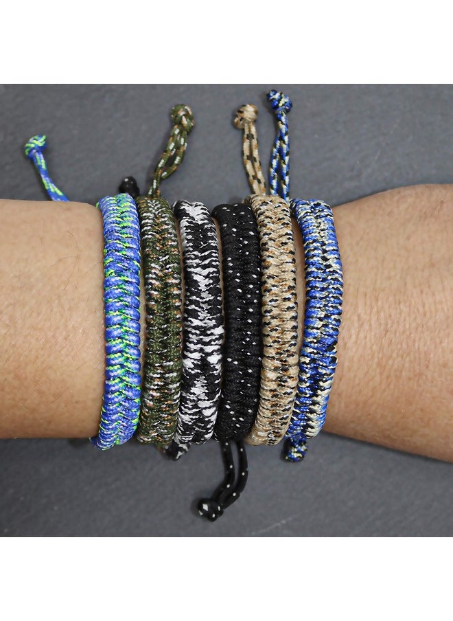 FROG SAC 6 Paracord Bracelets For Boys, Woven Parachute Cord Braided Bracelet Pack, String Friendship Jewelry, Easter Basket Fillers For Teens, Stocking Stuffers, Camping Party Favors  - Image 5