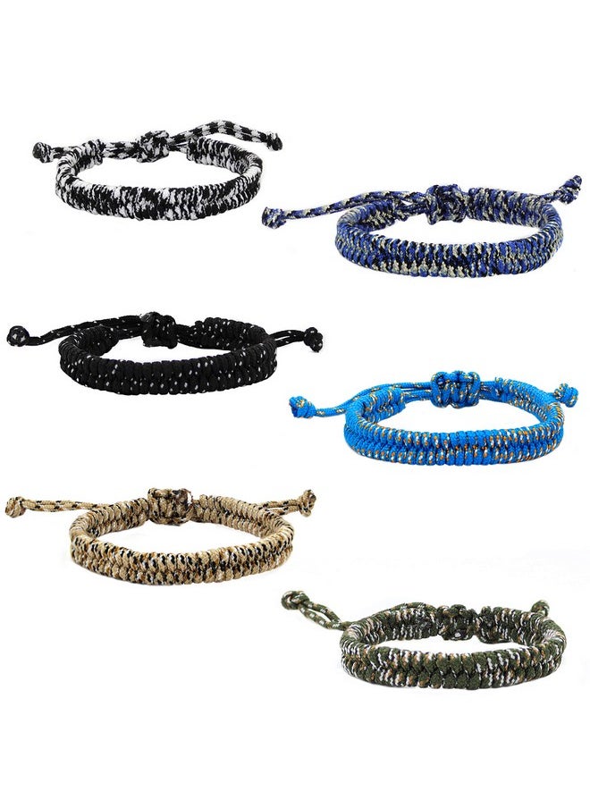 FROG SAC 6 Paracord Bracelets For Boys, Woven Parachute Cord Braided Bracelet Pack, String Friendship Jewelry, Easter Basket Fillers For Teens, Stocking Stuffers, Camping Party Favors  - Image 1