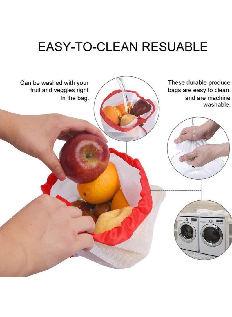 15 Pcs Reusable Produce Bags Drawstring Vegetable Bags Mesh Produce Bags Mesh Organizer Bags Washable Fruit and Veg Bags Mesh Drawstring Produce Bags Toy Storage Mesh Bag 3 Various Sizes