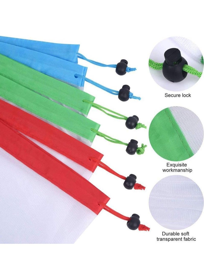 15 Pcs Reusable Produce Bags Drawstring Vegetable Bags Mesh Produce Bags Mesh Organizer Bags Washable Fruit and Veg Bags Mesh Drawstring Produce Bags Toy Storage Mesh Bag 3 Various Sizes