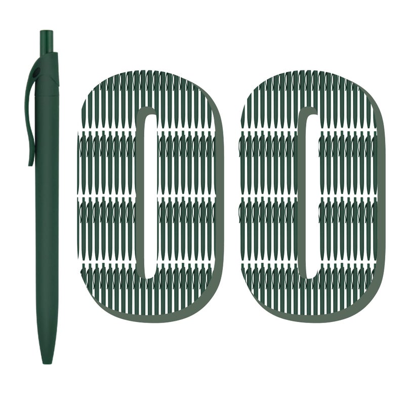 Deegtran 100 Pack No Bleed Green Barrel Click Pens Wholesale Retractable Ballpoint Pens Medium Point Smooth Ink 10MM Black Ink