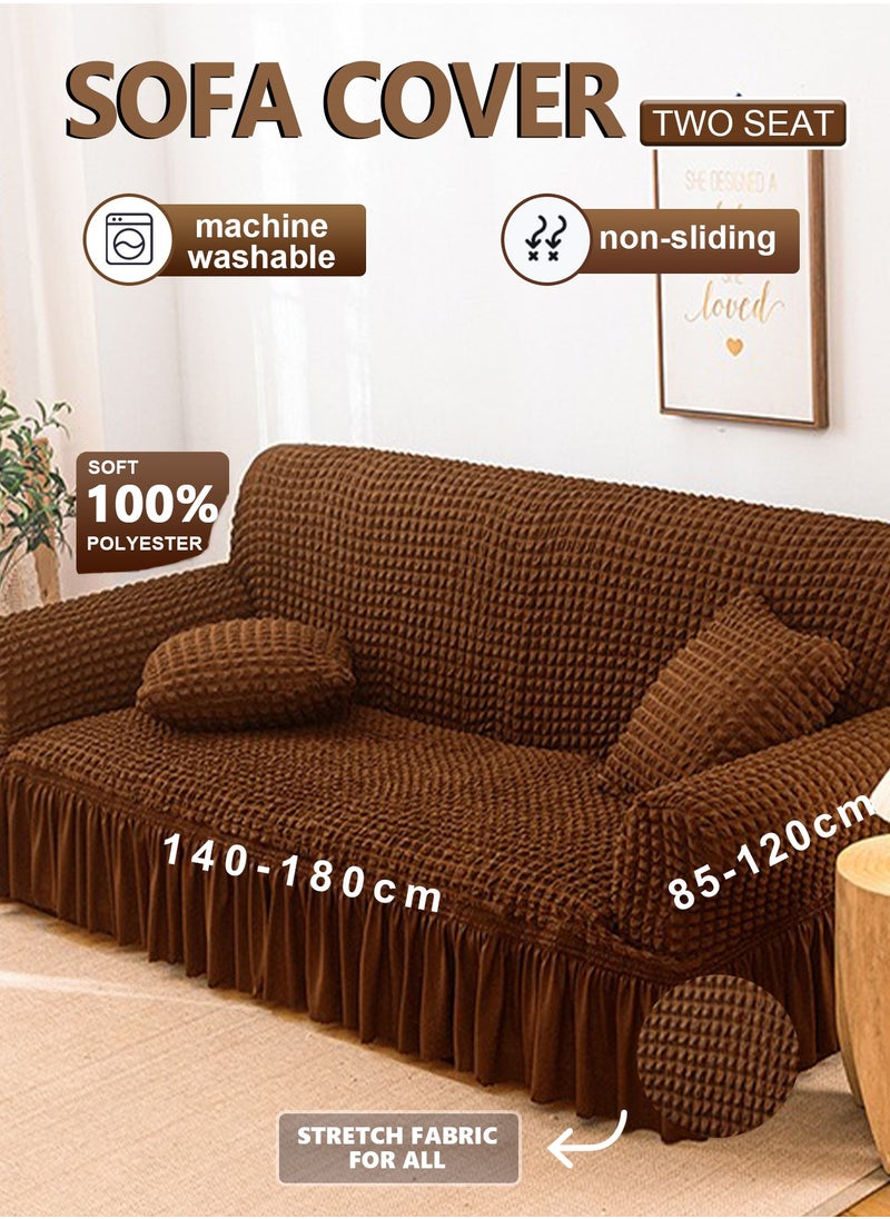 Sofa Cover One Piece Easy Fit Stretch Couch Cover with Skirt Durable Washable High Elastic Stretchable Universal Furniture Protector for Pets Kids (Brown, 2 Seats) - pzsku/ZE88CB18B9D5EE28AE7CBZ/45/_/1726318214/50af2ca6-7202-48b0-9221-0299d46861cb