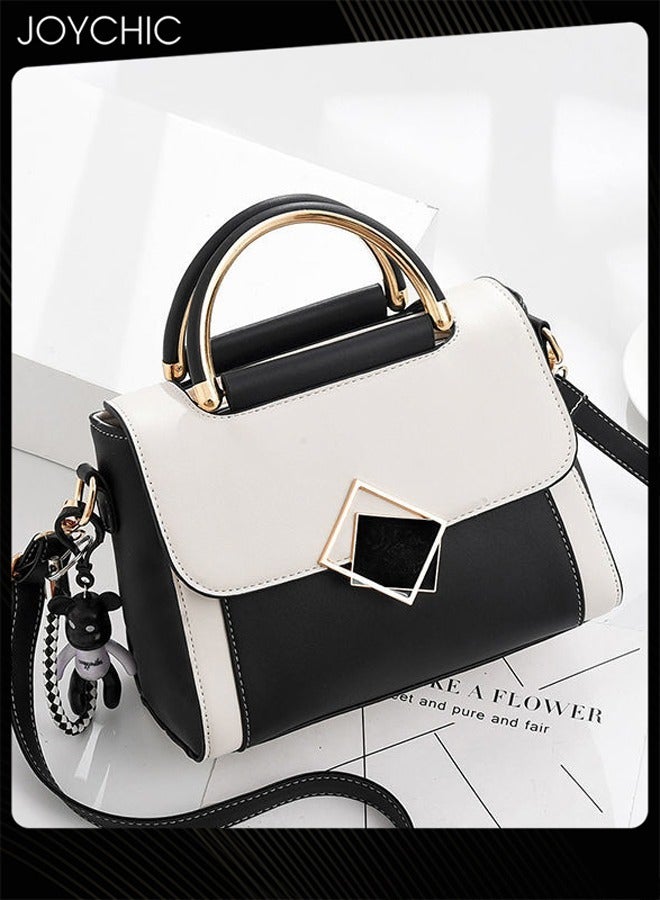 Joychic Handbag for Women Faux Leather Vintage Satchel Small Messenger Crossbody Bag with Detachable Strap Clamshell Design Purse Top Handle Shoulder Bag for Business Traval Shopping  - Image 1