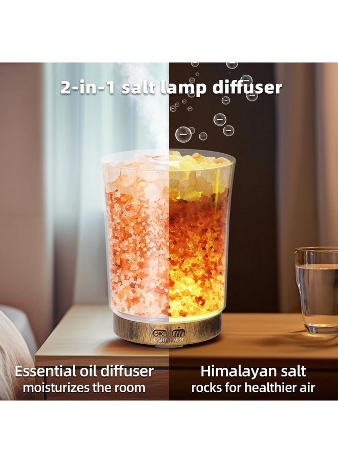 DqBaoKuan Essential Oil Diffuser 3In1 Aromatheraphy Diffuser & Ultrasonic Humidifier & Himalayan Salt Lamp 7 Color Led Lights 2 Adjustable Mist Modes For Home Bedroom Office Auto Shutoff 150Ml  - Image 2
