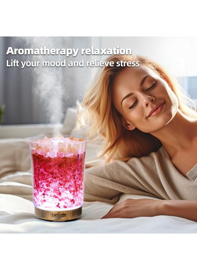 DqBaoKuan Essential Oil Diffuser 3In1 Aromatheraphy Diffuser & Ultrasonic Humidifier & Himalayan Salt Lamp 7 Color Led Lights 2 Adjustable Mist Modes For Home Bedroom Office Auto Shutoff 150Ml  - Image 4