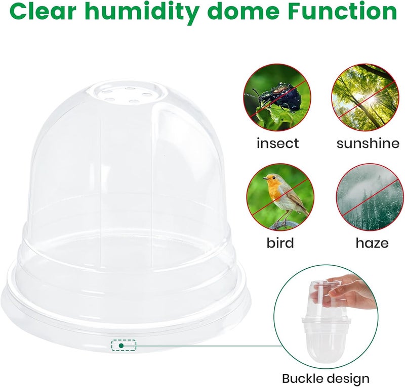 Bluepro 36 Packs 5/4/3.5 Inch Clear Nursery Pots with Humidity Domes, Transparent Plant Pots with Drainage Holes, Variety Pack Seed Starting Pots for Succulents, Flowers and Cactus - Image 5