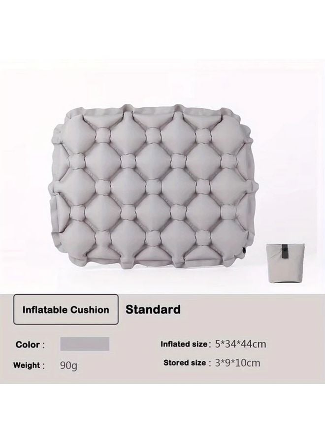Gray Inflatable Seat Cushion Portable Folding Air Chair with Storage Bag for Camping Hiking Beach - Image 1