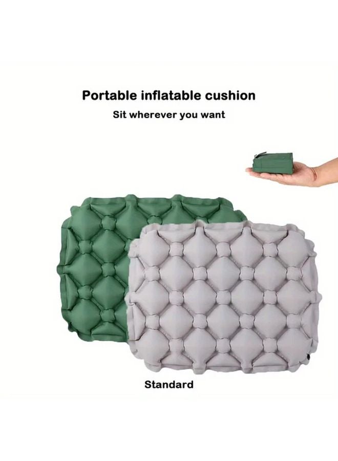 Gray Inflatable Seat Cushion Portable Folding Air Chair with Storage Bag for Camping Hiking Beach - Image 5