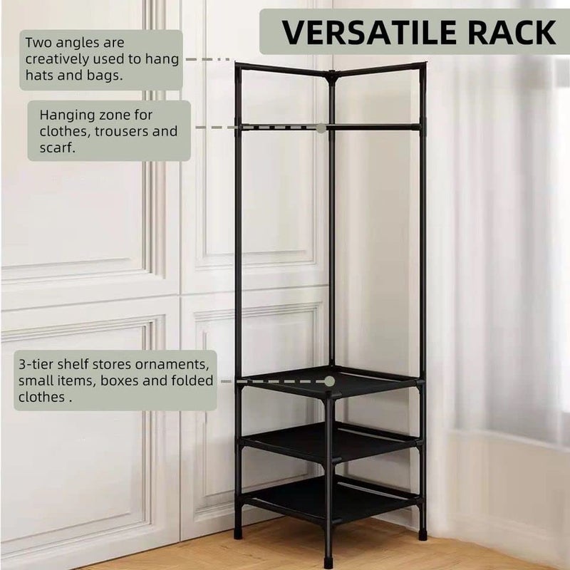 Mugath Free Standing Metal Clothing Rack Portable Closet Organizer with Storage Shelves for Bedroom Heavy Duty Clothes Rack with Multi Layer Storage Space for Placing ClothesShoes - Image 3