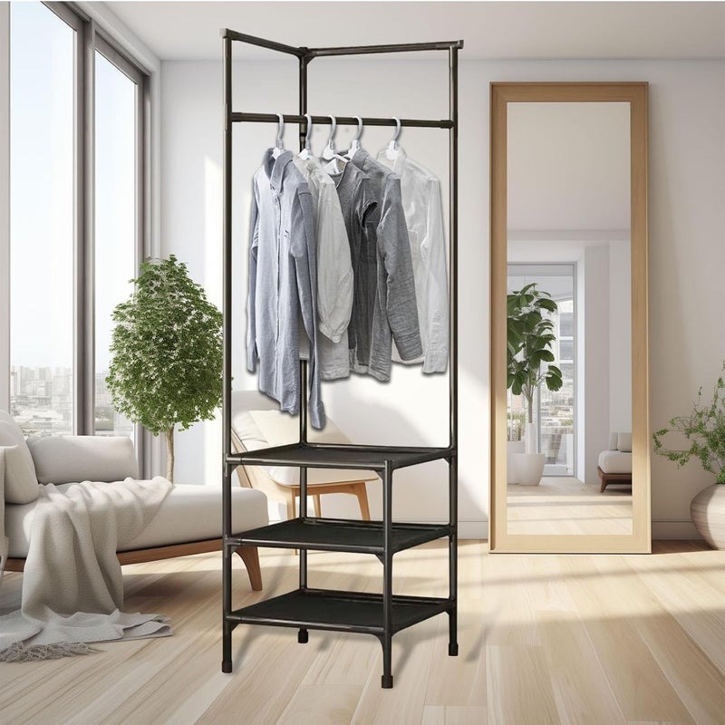 Mugath Free Standing Metal Clothing Rack Portable Closet Organizer with Storage Shelves for Bedroom Heavy Duty Clothes Rack with Multi Layer Storage Space for Placing ClothesShoes - Image 1