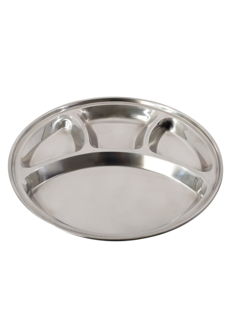 Stainless Steel Meal Plate 12" – Durable, Easy-to-Clean, Large Serving Tray for Family Dining, Perfect for Everyday Use