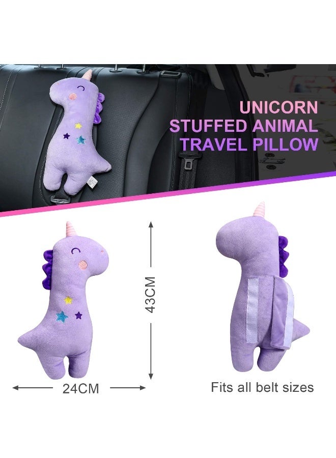 Farochy Unicorn Seat Belt Pillow Kids Cover, Vehicle Shoulder Pads, Car Seatbelt Cushion for Kids, Strap Pillows Animal Travel (Purple) - Image 3