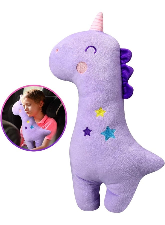Farochy Unicorn Seat Belt Pillow Kids Cover, Vehicle Shoulder Pads, Car Seatbelt Cushion for Kids, Strap Pillows Animal Travel (Purple) - Image 1